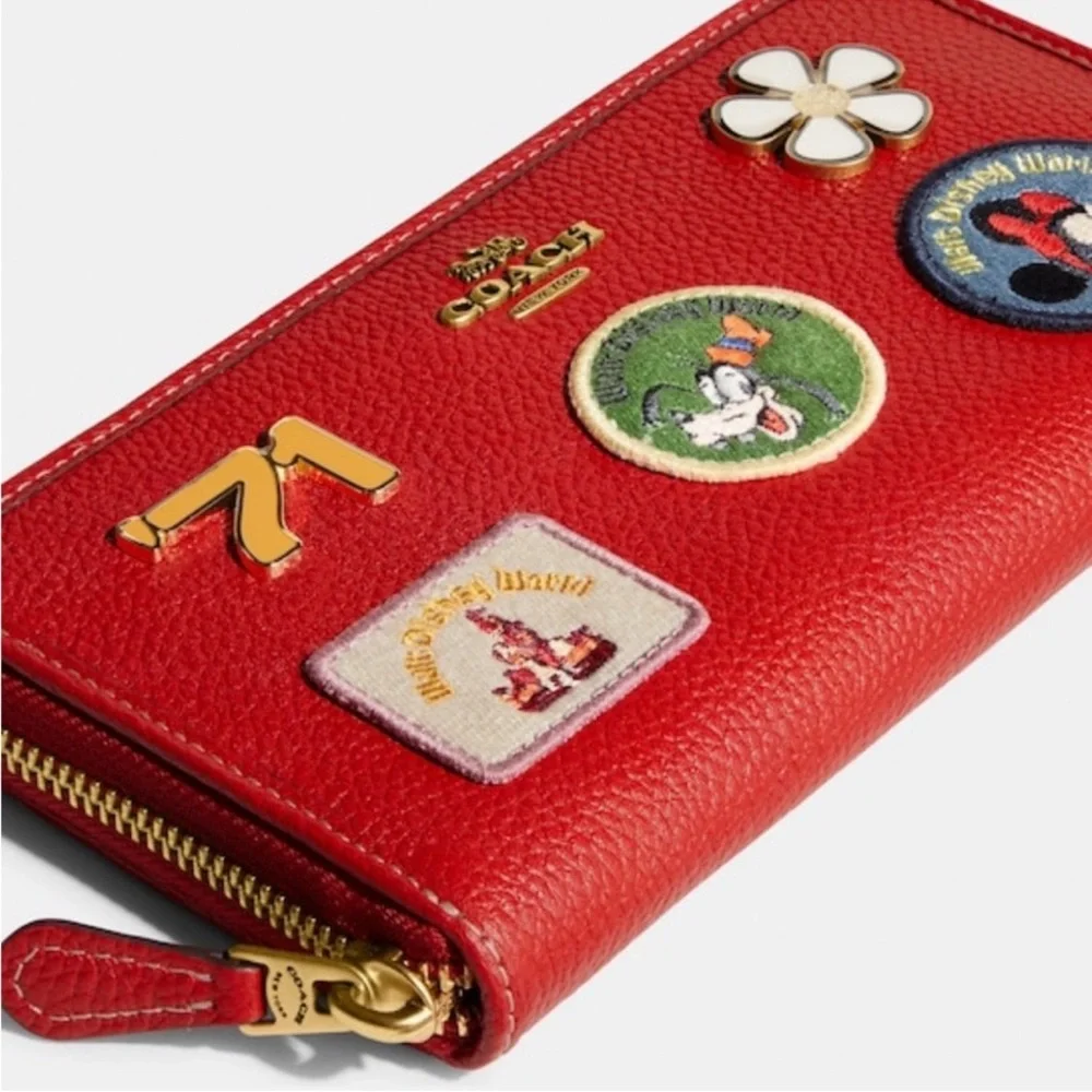 Disney X Coach Accordion Zip Wallet With Patches Red Special edition
